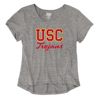 USC Trojans Women's Heather Gray Cursive Tri-Blend T-Shirt